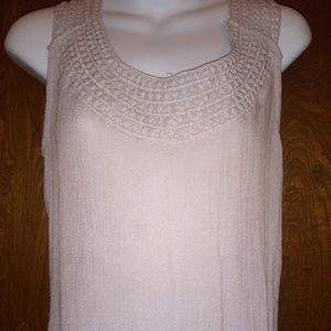 Beige boho tank top with crochet top
